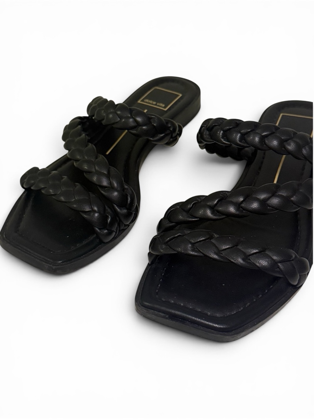 Dolce Vita Black Braided-Strap Slide Sandals - Picture 3 of 7